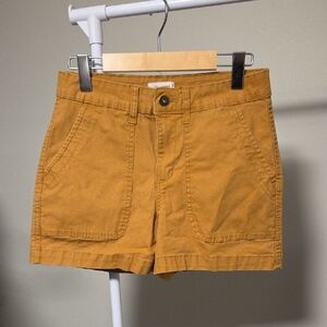 High-Rise Mustard Utility Jean Shorts for Women